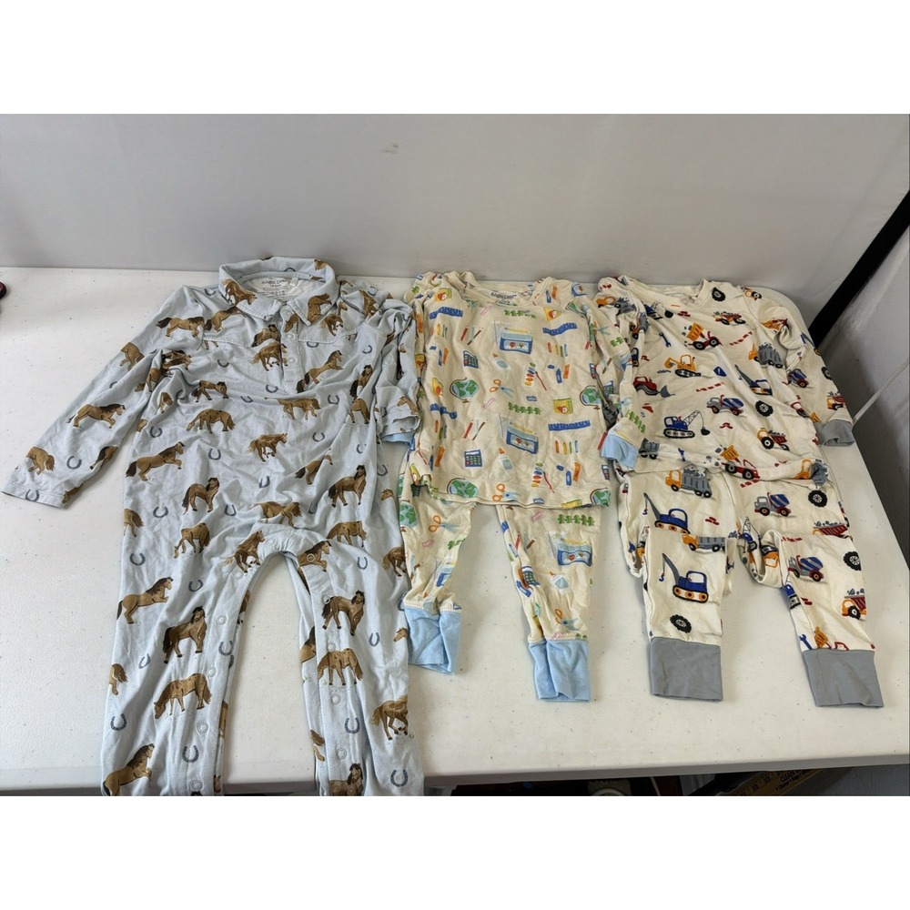 Angel Dear Boys Bamboo PJs Lot 5pc Horses Trucks School 2T 18-24M
